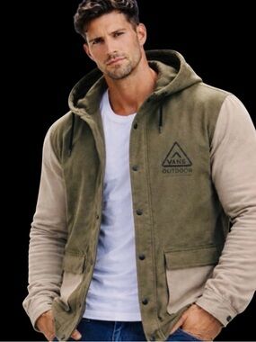 Vans 66 Supply Canvas Hooded Parka Jacket Olive Mens Medium EUC